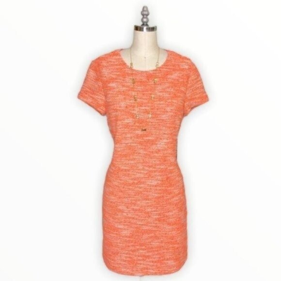 Piperlime Orange Tweed Short Sleeve Mini Sheath Dress Small Nwt - Picture 1 of 9